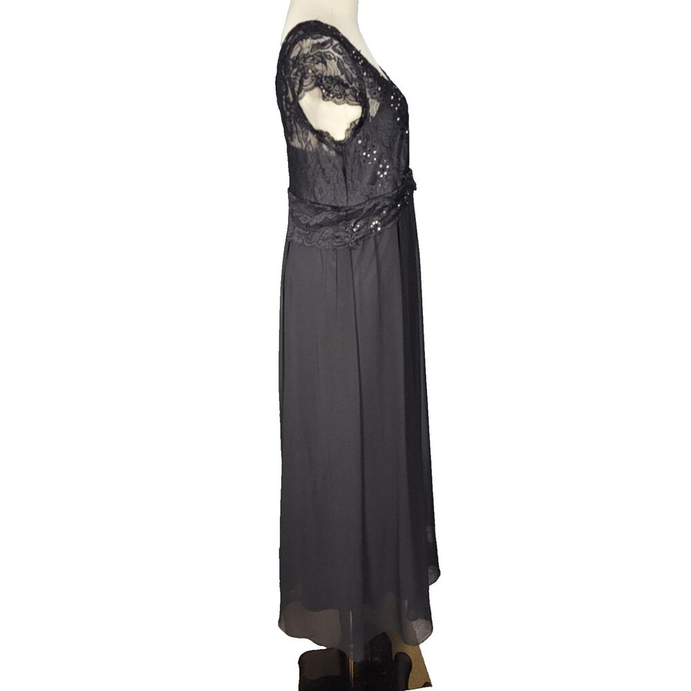 Signature Size 10 by Robbie Bee Black Chiffon Lace Maxi Dress *read* - Picture 9 of 16
